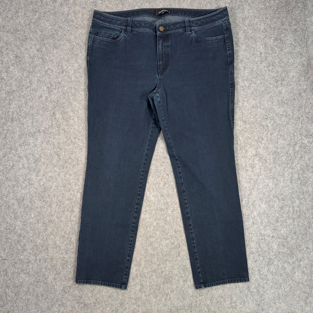 Lafayette 148 Women's Dark Wash Denim Jeans High Waist Stretch Size 14